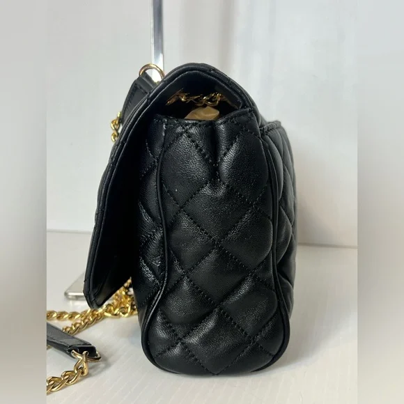 Michael Kors Vivianne Black Quilted Leather on chain Bag
